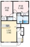 フェリーチェ太子 2LDKの間取り