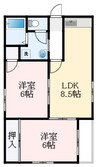 ベルエール深井 2LDKの間取り