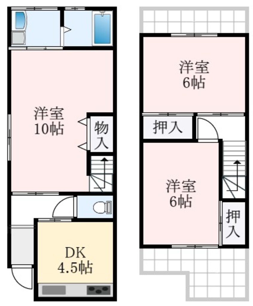 間取図 南海高野線/初芝駅 徒歩10分 1-2階 築52年