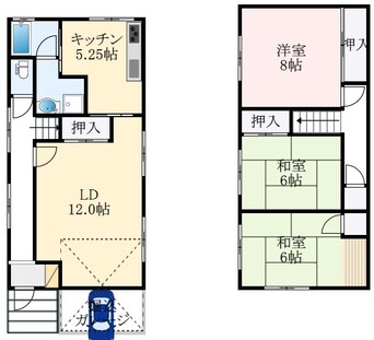 間取図 近鉄長野線/川西駅 徒歩16分 1-2階 築35年