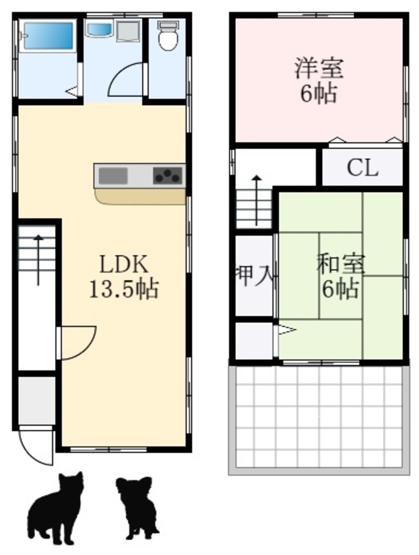 間取図 近鉄南大阪線/河内松原駅 徒歩34分 1-2階 築47年