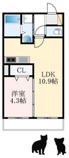 ジーメゾン初芝ルクシア 1LDKの間取り