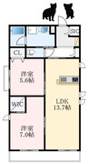 南海高野線/萩原天神駅 徒歩13分 2階 建築中 2LDKの間取り