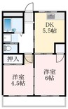 初芝マンション 2DKの間取り