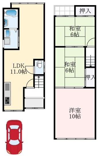 間取図 南海高野線/萩原天神駅 徒歩16分 1-2階 築50年