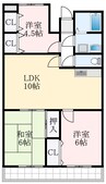 ラフィーネ壱番館 3LDKの間取り