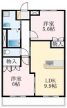 ハーフパッチ 2LDKの間取り