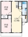 豊永ハイツ 2LDKの間取り