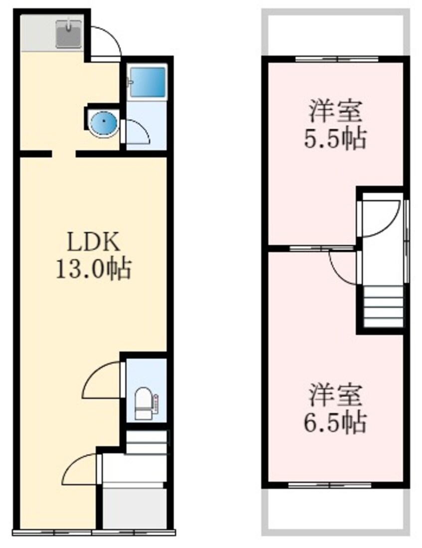 間取図 南海高野線/初芝駅 徒歩14分 1-2階 築50年