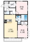 南海高野線/金剛駅 徒歩8分 3階 築6年 2LDKの間取り