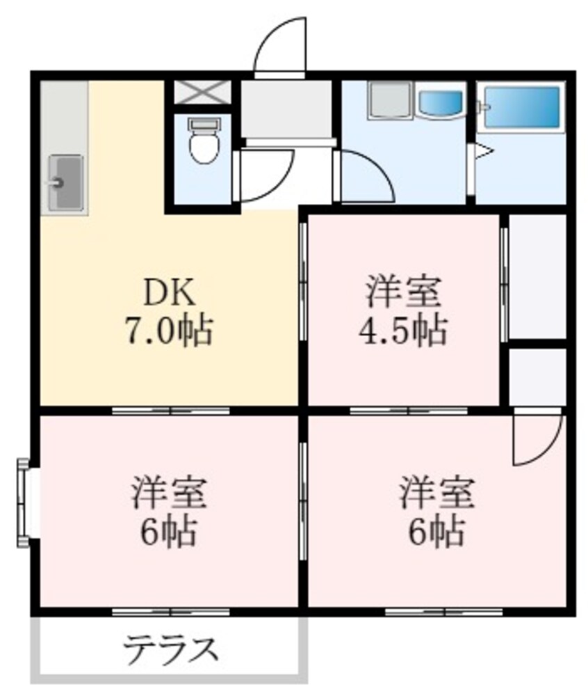 間取図 近鉄長野線/富田林駅 徒歩9分 2階 築34年