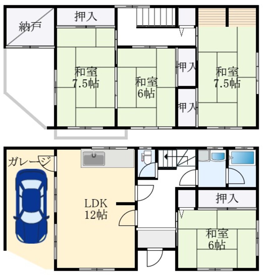 間取図 南海高野線/萩原天神駅 徒歩20分 1-2階 築39年