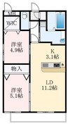 レジデンス喜志 2LDKの間取り