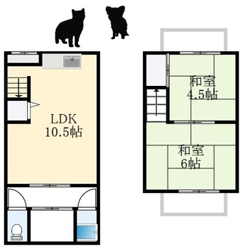 間取図 南海高野線/初芝駅 徒歩6分 1-2階 築55年