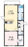 シャーメゾンオーク 1LDKの間取り