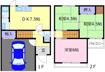 間取図 泉北高速鉄道/深井駅 徒歩29分 1-2階 築45年