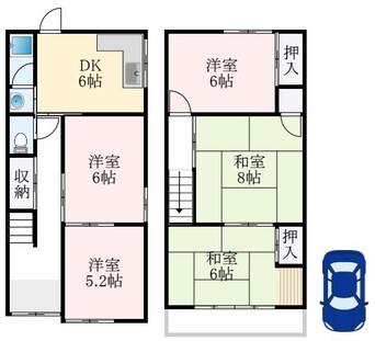 間取図 南海高野線/初芝駅 徒歩20分 1-2階 築43年