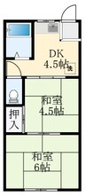 エコキューブ初芝 2DKの間取り