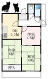 南海高野線/千代田駅 徒歩5分 3階 築49年 3DKの間取り