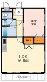 北野田大発マンション 1LDKの間取り