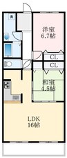 南海高野線/萩原天神駅 徒歩3分 4階 築35年 2LDKの間取り