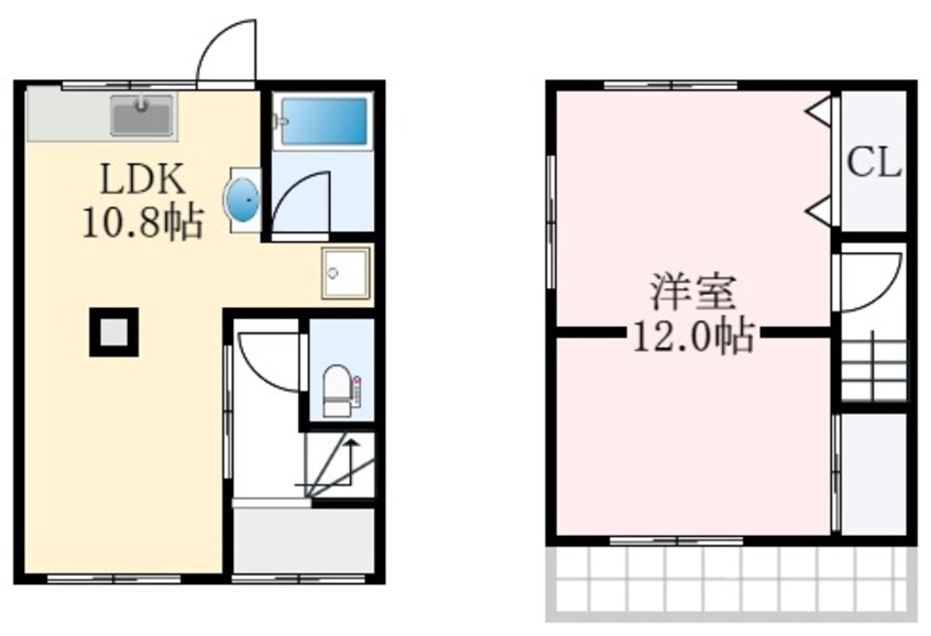 間取図 泉北高速鉄道/深井駅 徒歩28分 1-2階 築46年