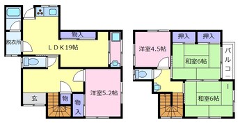 間取図 南海高野線/初芝駅 徒歩6分 1-2階 築62年