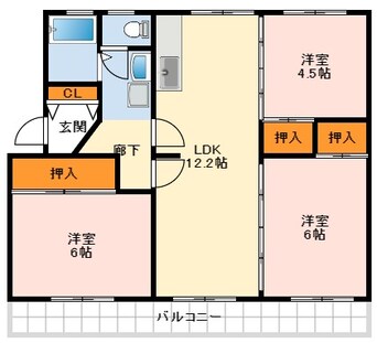 間取図 南海高野線/滝谷駅 徒歩41分 3階 築45年