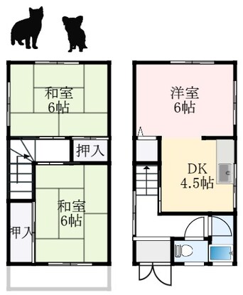 間取図 泉北高速鉄道/深井駅 徒歩19分 1-2階 築46年