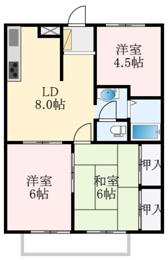 間取図 アルベロ福田C棟