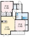 シャーメゾン竹城庵 2LDKの間取り