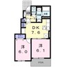 リバーサイド東唐津B 2DKの間取り