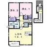 ボヌールB 2LDKの間取り
