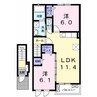 プロムナード ソレイユA 2LDKの間取り