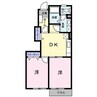 ライフコート鏡B 2DKの間取り
