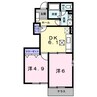 クレメントC 2DKの間取り