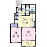 ジュネス原Ⅱ B 2DKの間取り