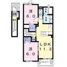 プリマヴェーラ Ｂ 2LDKの間取り