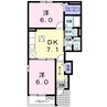 サニーガーデンＢ 2DKの間取り