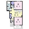 リーヴァ パルコ Ⅰ 2DKの間取り