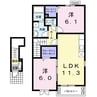 サンフラットB 2LDKの間取り