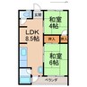 マルイシマンション 2LDKの間取り