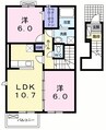 ウエスト　カーサ 2LDKの間取り