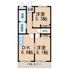 ハッピーヴィラ神野々 2DKの間取り