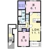 和歌山線/高野口駅 徒歩13分 2階 築浅 2LDKの間取り