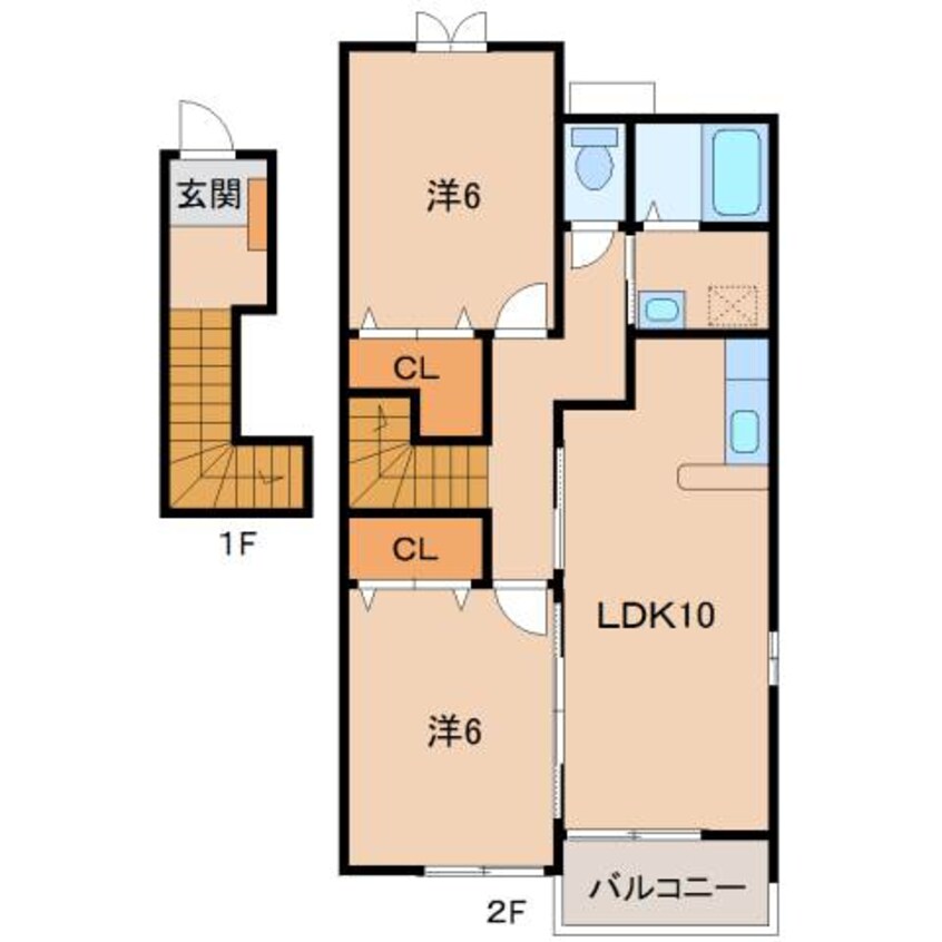 間取図 和歌山線/高野口駅 徒歩14分 2階 築20年
