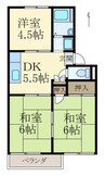 キタモリハイツ２号棟 3DKの間取り