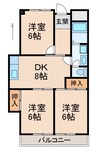 VIASACRA岩出 3DKの間取り