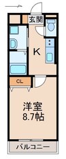 フルハウス黒田Ⅱ 1Kの間取り