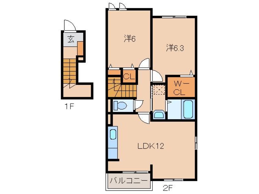 間取図 和歌山線/岩出駅 バス25分曽谷久保下車:停歩7分 2階 築14年